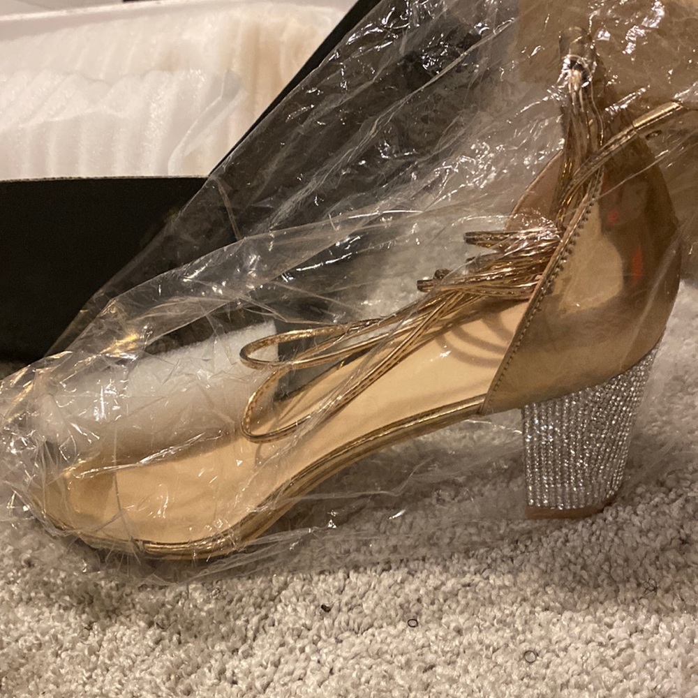 Women’s gold diamond heels